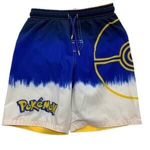 Pokemon Boys Size 8 Lined Swim Trunks Bathing Suit Shorts Vector Symbol Spellout